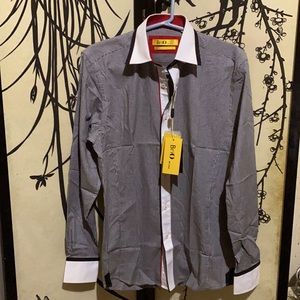 Brio Milano Men’s Multicolored Check Dress Shirt Embroidery Logo